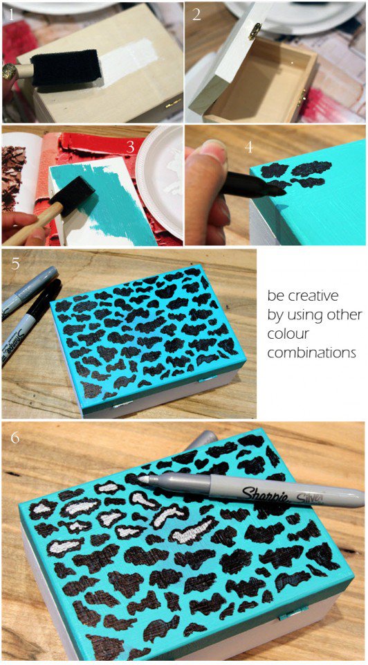 DIY Blue Leopard Printed Clutch