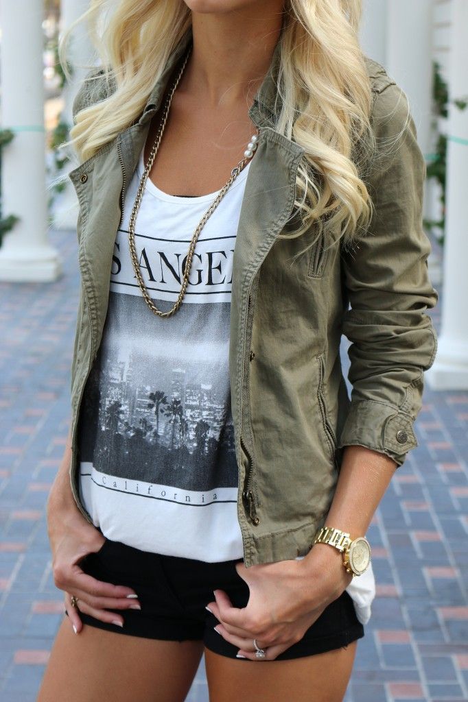 A tee with an army jacket