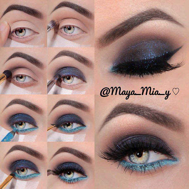Blue Shimmer Eye Makeup for New Year's Look