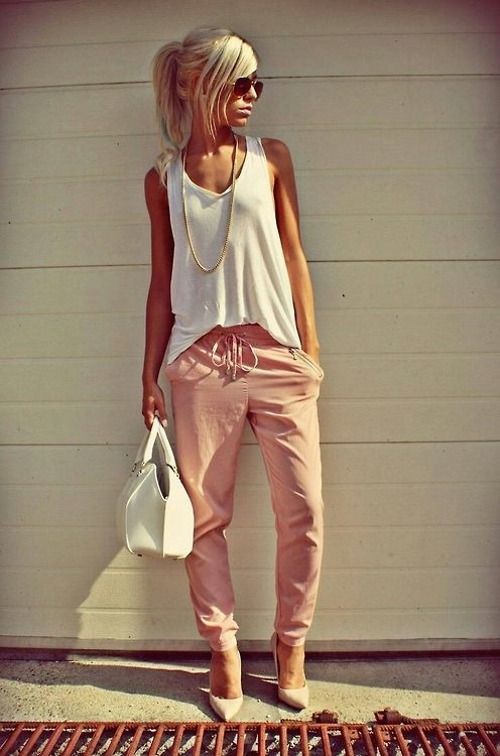 Blush pink jogger pants