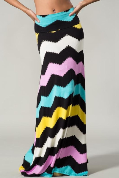 Chevron print maxi skirt