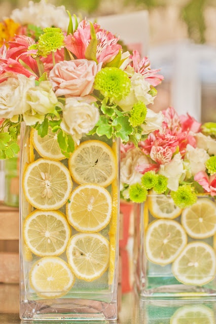 Citrus and floral centerpieces