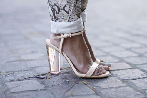 Clear heel sandals