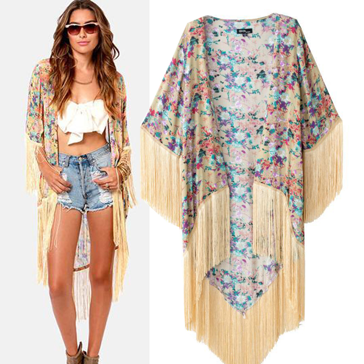 Fringe kimono jacket