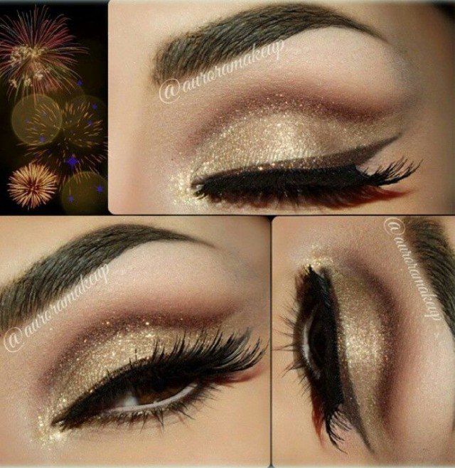 Golden Shimmer Eye Makeup for New Year