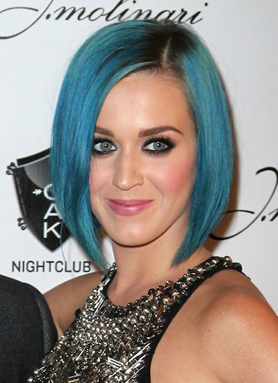 Katy Perry Blue A Line Bob Hairstyle