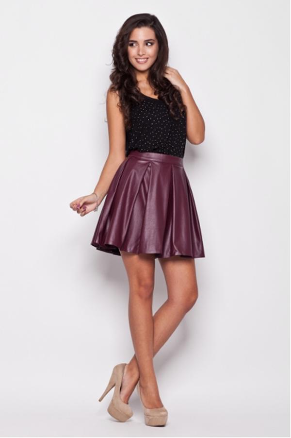 Leather flare skirt