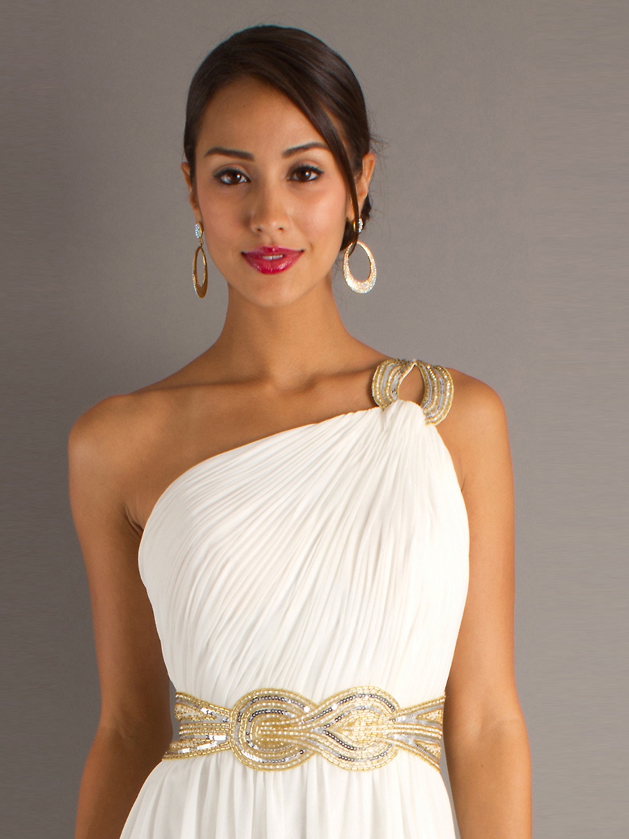 One-shoulder chiffon