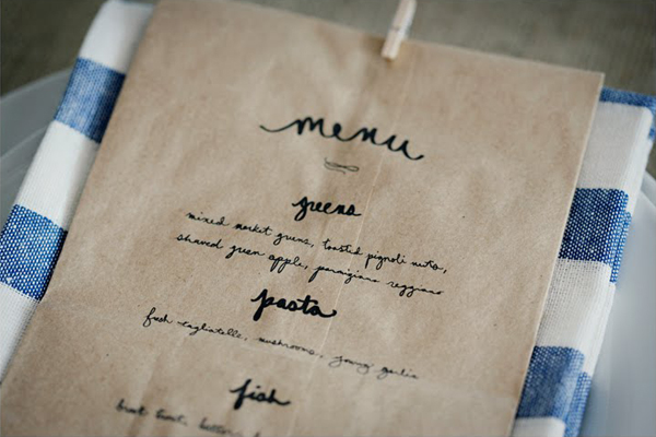 Paper bag menus