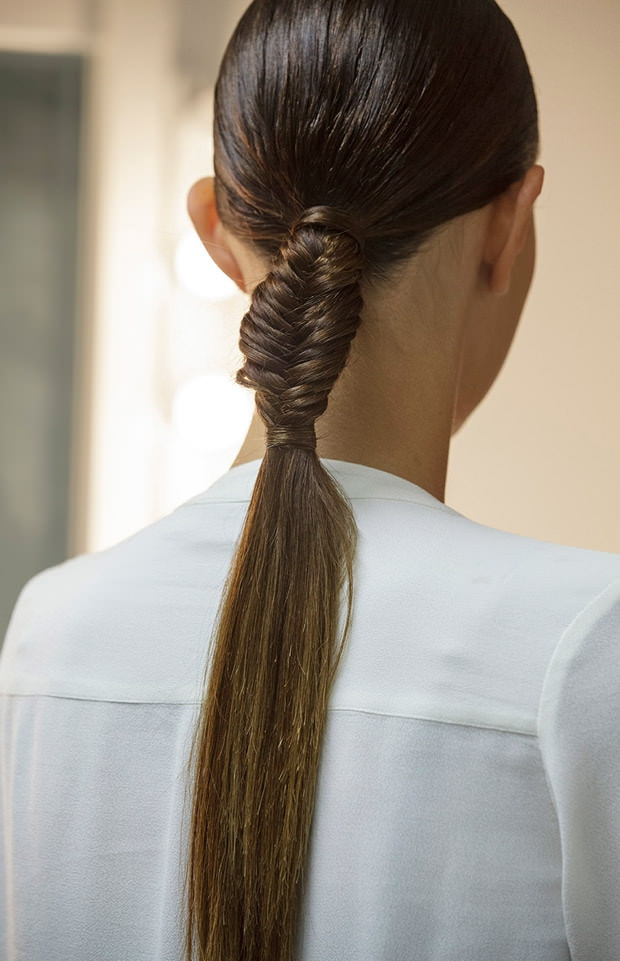 Partial fishtail ponytail