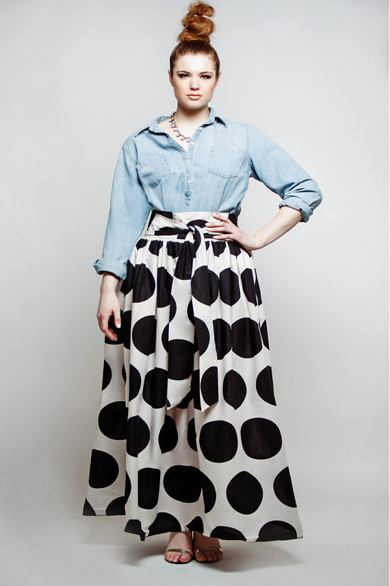 Polka dot maxi skirt