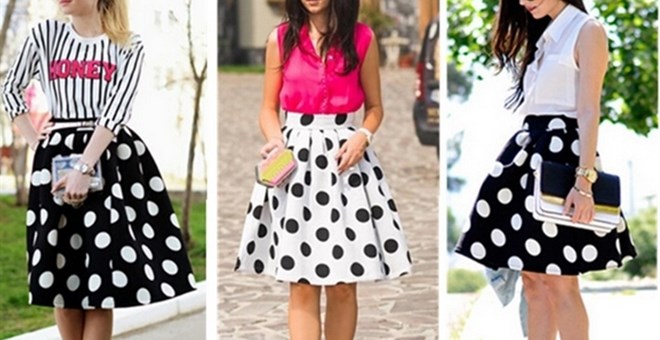 Polka dot midi skirt