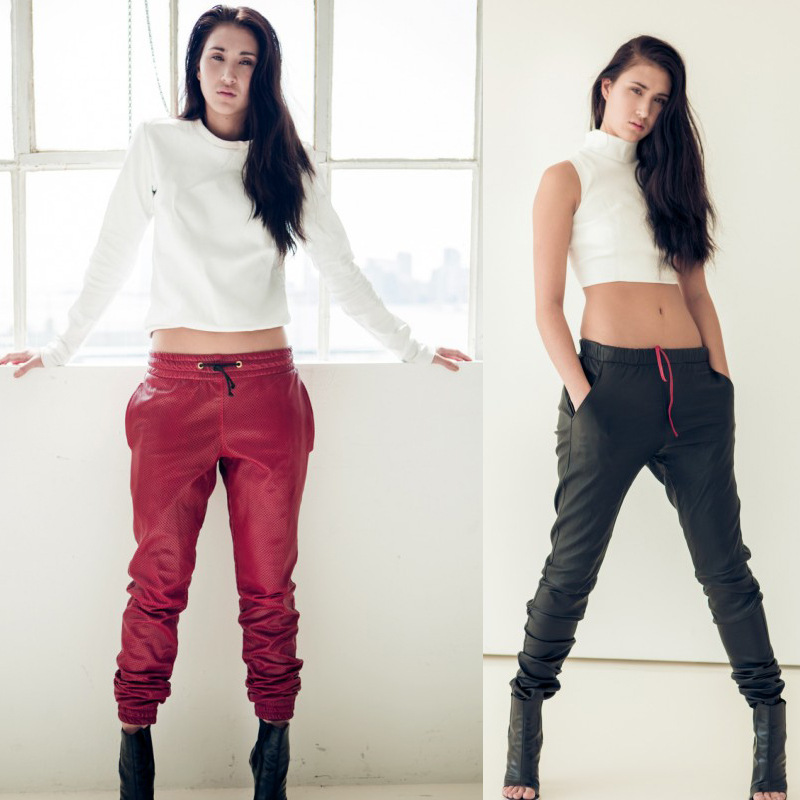 Red leather (sweat) pants