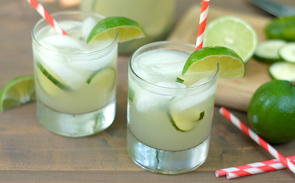 Sparking cucumber and basil limeade