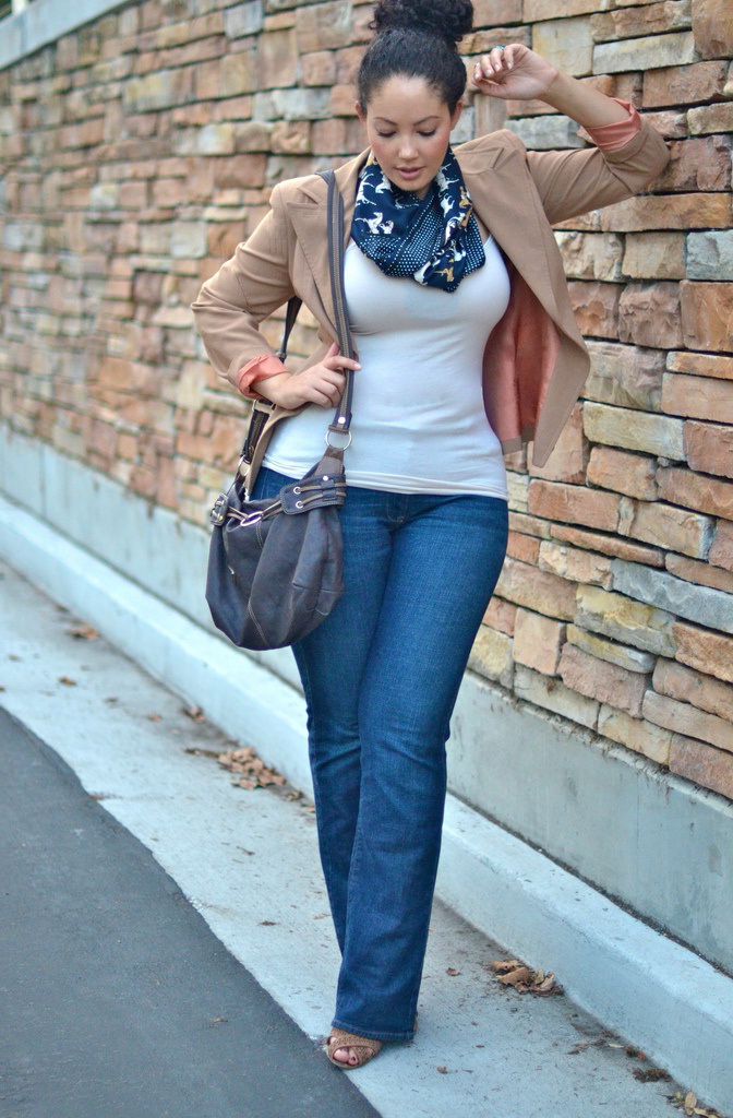 Tank top and flare jeans