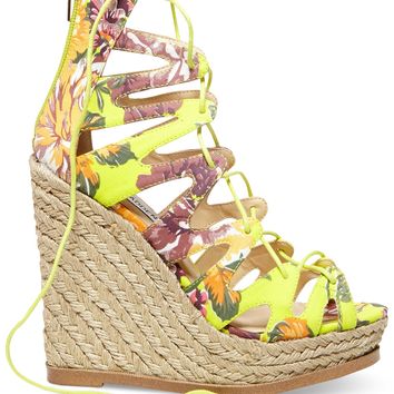 Tropical print wedge