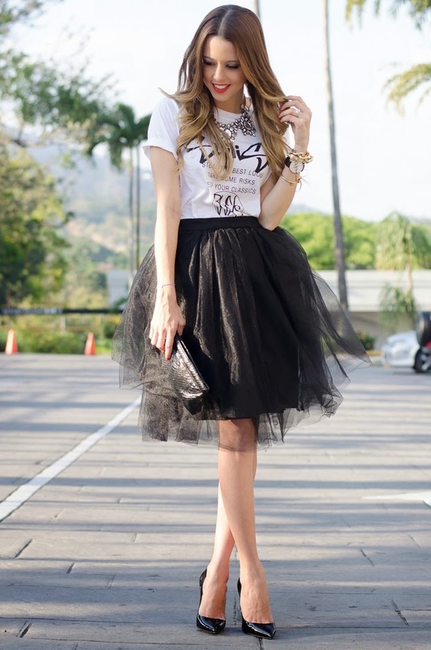 Tulle midi skirt