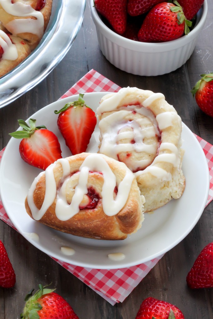 Vanilla glazed strawberry rolls