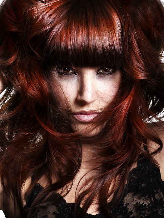 Voluminous auburn hair