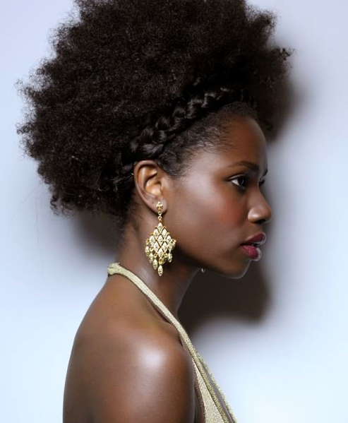 Afro with braid crown