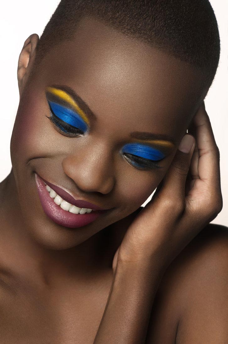 Blue and yellow eye shadow