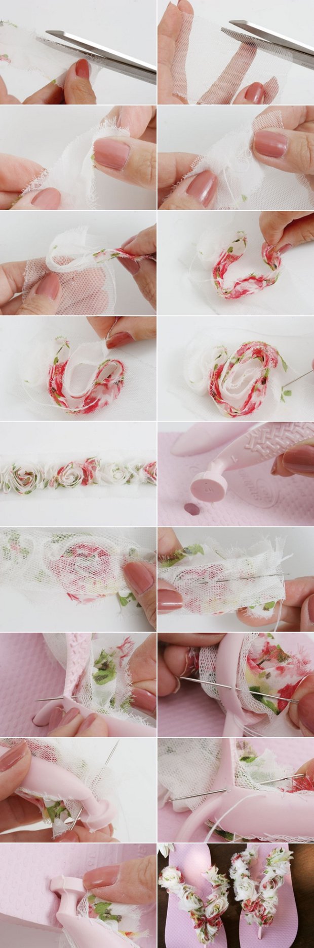DIY 3D Floral Slippers
