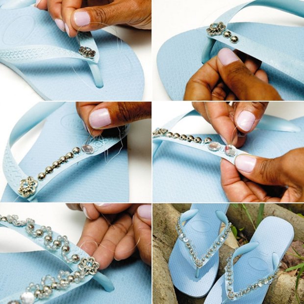 DIY Embellished Rubber Slippers