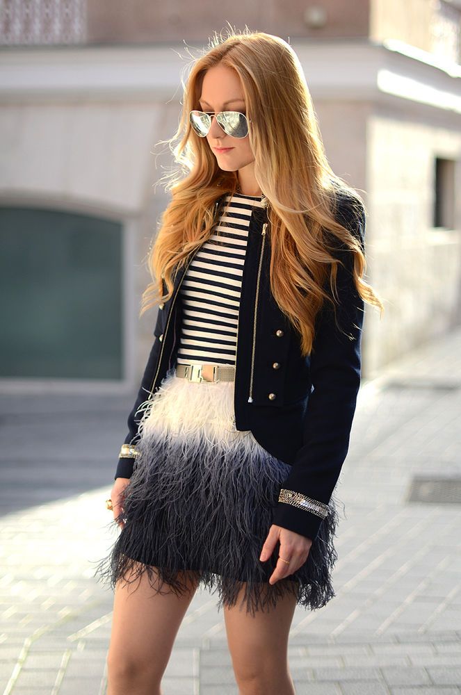 Feather two-tone mini skirt