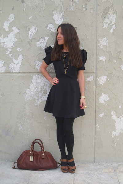 Flare mini dress and opaque tights