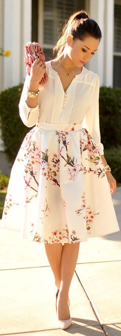Floral flare skirt