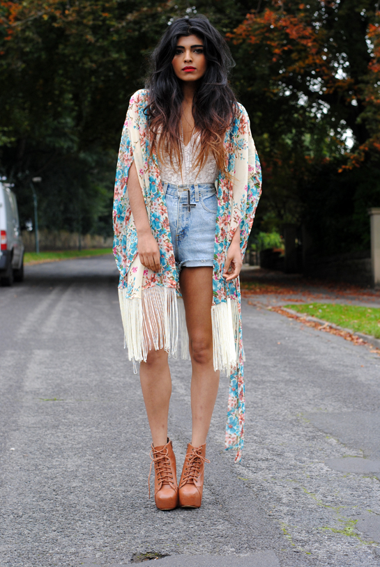 Fringe kimono jacket