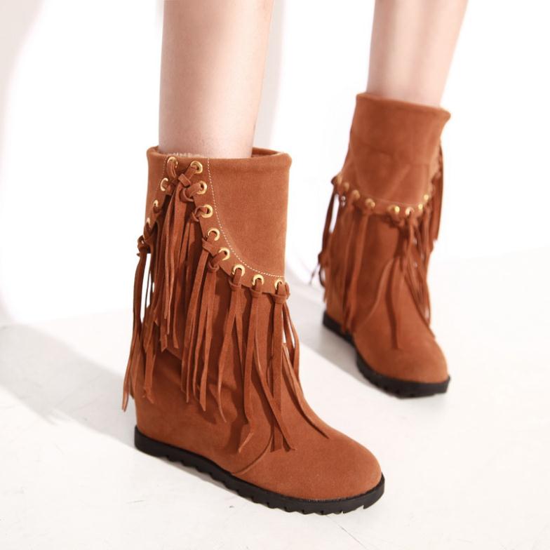 Fringe slouch booties