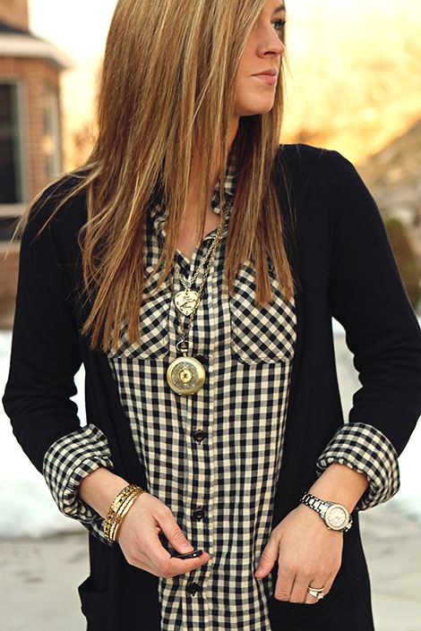 Gingham pattern button down shirt