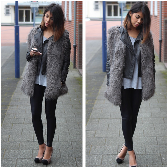 Grey fur vest
