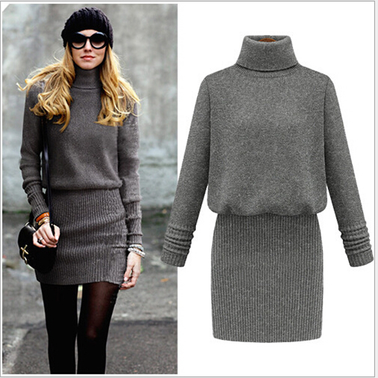 Grey turtleneck dress