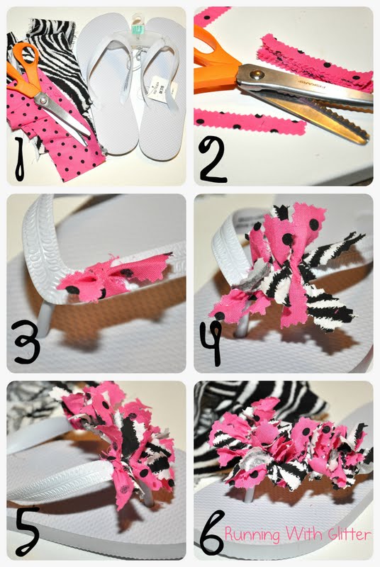 Lovely DIY Fabric Embellished Slippers