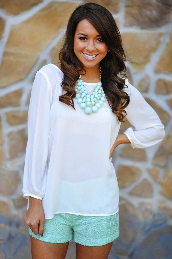 Mint green lace shorts