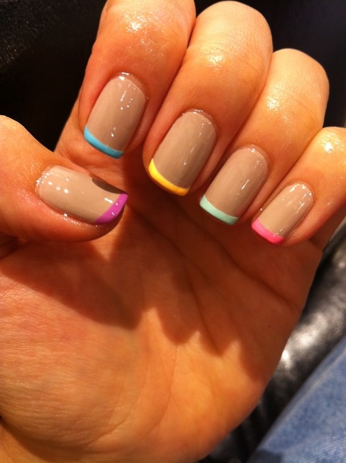 Neon French manicure