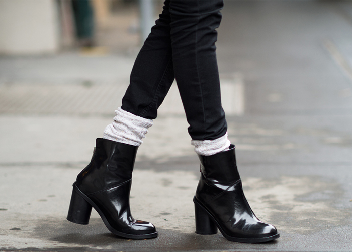 Patent leather booties