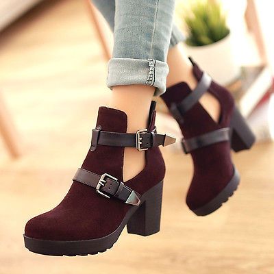 Platform heel cut-out booties