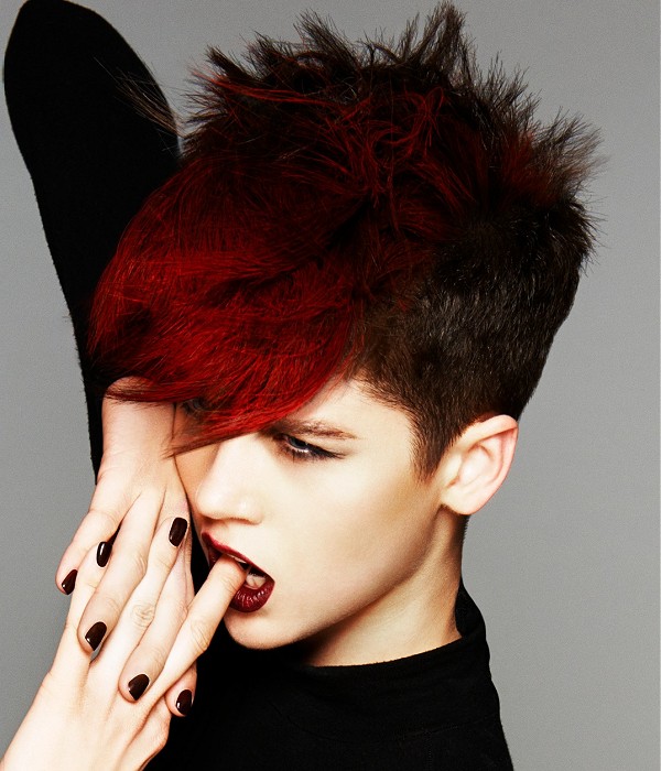 Red-and-black razor and clipper cut