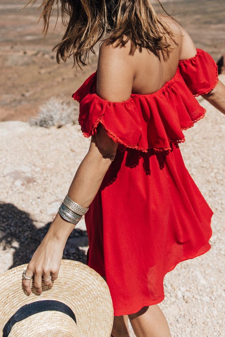 Red ruffle dress