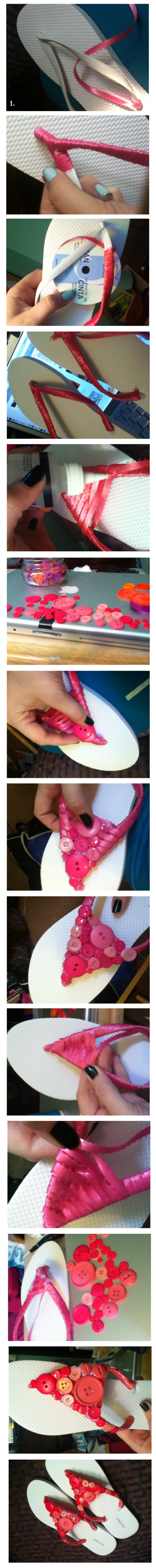 Smart DIY Button Embellished Slippers