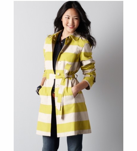 Striped trench coat