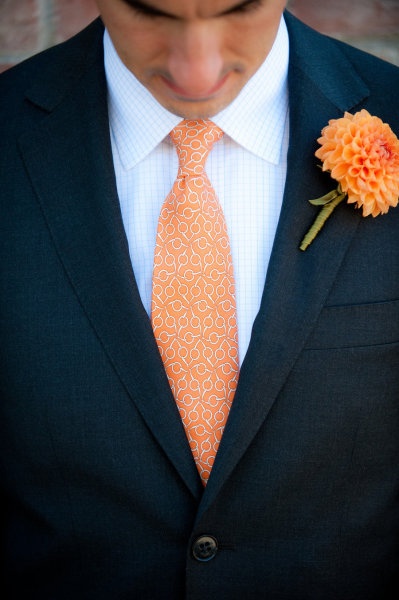 Tangerine groomsmen tie