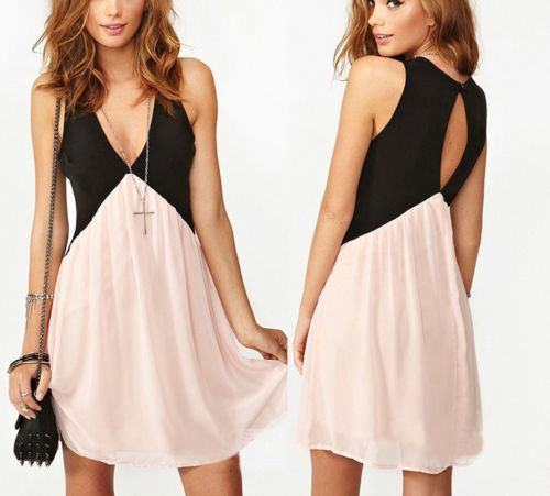 Two-tone sleeveless dress