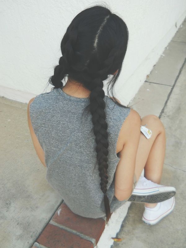 shoulder length black hair tumblr