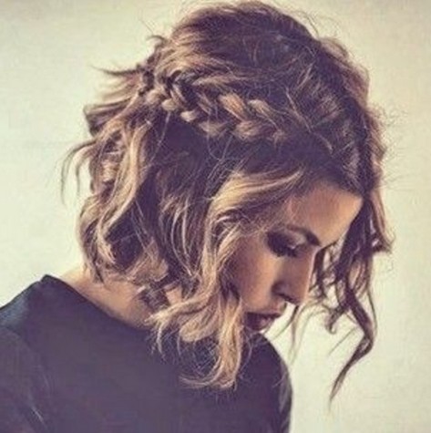 Easy braided wavy bob hairstyle