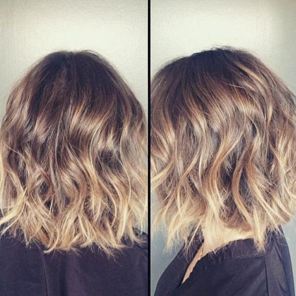 short ombre wavy bob haircut for women