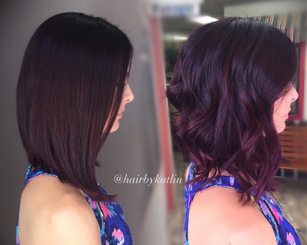 Beachy wavy angled bob hairstyle for shoulder length hair